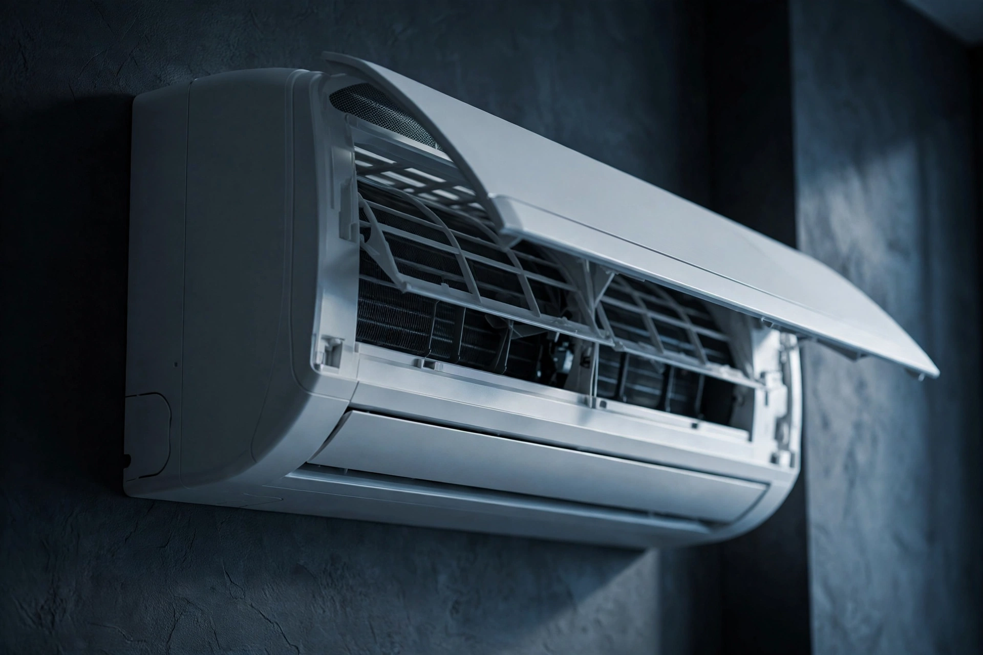 Close-up of a ductless mini-split indoor unit